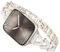 Melyis Correa de metal brillante compatible con correas de Apple Watch de 1.614 pulgadas, 1.575 pulgadas, 1.496 pulgadas, Series 9, 8, 7, 6, 5, 4, 3, 2, 1 SE para mujer, elegante y fina pulsera de