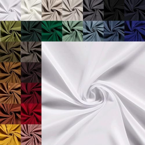 Viskose Uni Meterware - luftiger Viskosestoff einfarbig - fließender Blusenstoff, leichtes Sommerkleid nähen - Ökotex 100 *Ab 50cm, Farbe: 050 weiß