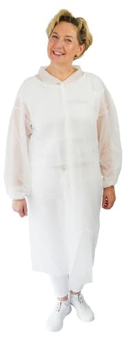 5x ARNOMED Blouse blanche de protection PP Blanc, Blouse médicale homme jetables XL- 145x115cm, 4 boutons-pression, Blouse jetable 23g/m², Blouse jetable, Blouse jetable, vêtements médicals