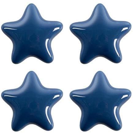 Clayre & Eef Türknauf 4er Set Stern Ø 4 cm Blau Keramik Möbelknopf
