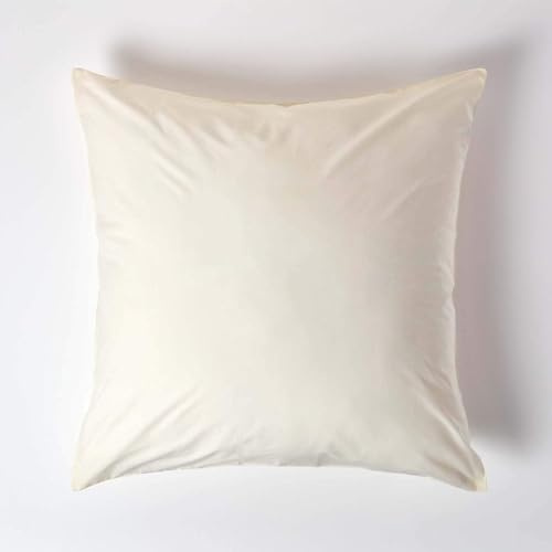 HOMESCAPES Taie d’Oreiller 60x60 cm en Coton égyptien 200 Fils - Lot de 4, Taie d’Oreiller carrée Coloris Crème