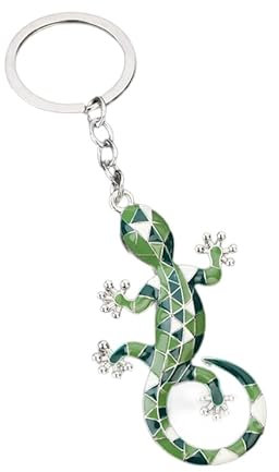 MBCXYHNG Schlüsselanhänger 2 Stück Metall Cartoon Gecko Schlüsselanhänger Autoanhänger Schlüsselanhänger Grün