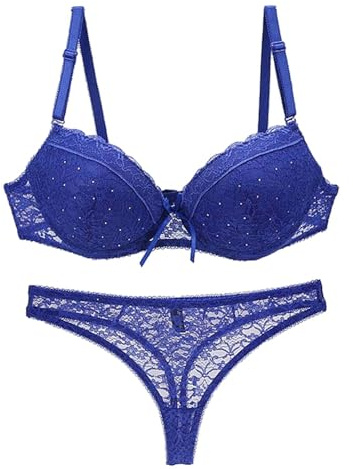 Rpporm Damen BH Set Push Up BH Und Slip Dessous Set Sexy Spitze Unterwäsche Reizwäsche Lingerie Große Größen Lace Bra Panty Babydoll Dessous Nachtwäsche Für Frauen