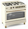 Ferre F9S60GF-CR-RETRO 90cm Gas Range Cooker With Double Turbo Fan & 6 Burner(1 Wok) Gas Hob - Cream