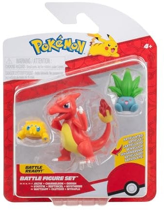 Pokémon PKW3894 - Battle Figure Set - Wattzapf, Myrapla, Glutexo, offizielles Figuren Set