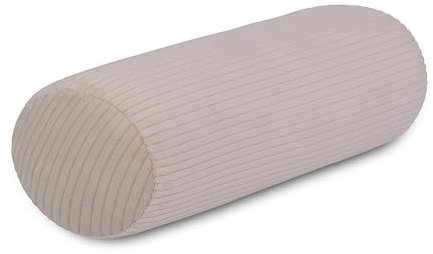 Nackenrolle XXL Cord Cream/Beige Nackenkissen extra lang Öko-Tex 100 und 40°C waschbar - Nackenstütz-Kissen mit Bezug für Auto, Flugzeug, auf Reisen oder zum Lesen und Relaxen zu Hause - 15x70 cm
