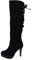 WKAYsIV Stivaletti-Centrale Donna Elegante Pelle in Microfibra Ginocchio Stivali Tacco a Blocchi Cerniera Laterale Nero da Equitazione Alti con 40 30.99