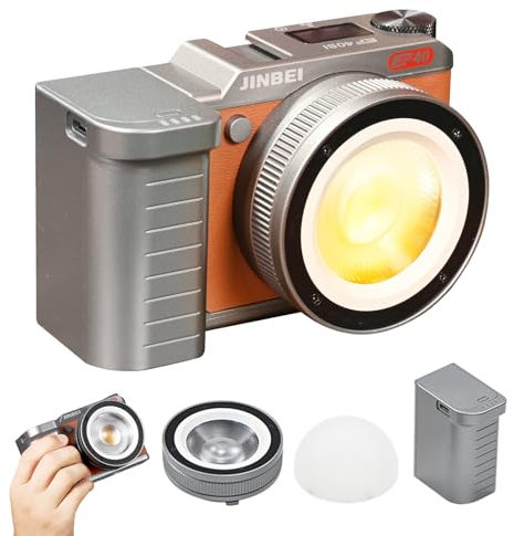 JINBEI 40 W tragbares LED-Videolicht mit integriertem 2400 mAh Akku, App-Steuerung für verstellbares Objektiv, 96+ zweifarbige COB-Beleuchtung mit kontinuierlichem Ausgang 2700K-6500K