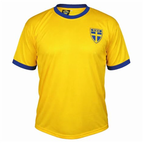 Sverige Fotbollströja – Svensk Matchtröja i 100% Polyester | Supportertröja med Broderat Emblem