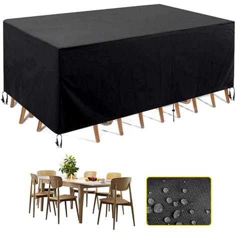 Fundas impermeables para muebles de jardín, 400 x 320 x 85 cm, 420D de tela Oxford resistente, para sofá de ratán y mesa de jardín rectangular, protege los muebles de exterior de la lluvia y el sol