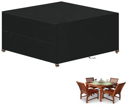 VANSHEIM Housse Salon de Jardin Impermeable Housse de Table Jardin Anti-UV,420D Tissu Oxford Housses pour Mobilier de Jardin,Bâche Salon de Jardin,Couverture de Protection Meubles 160x160x74cm