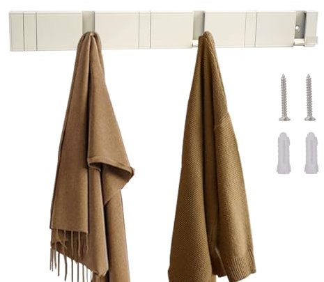 Fairblo Porte-manteau mural avec 6 crochets rétractables, crochets pliables en métal avec vis, crochet mural moderne pour suspendre vêtements, serviettes, salle de bain, chambre à coucher, cuisine