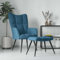 Myheimly Relaxsessel mit Hocker Sessel Polsterstuhl Stuhl Relaxstuhl Polstersessel Armsessel Ohrensessel Wohnzimmer Blau Samt
