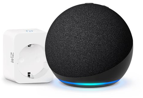Echo Dot (5. Generation) | Anthrazit + WiZ Smart Plug, Funktionert mit Alexa - Smart Home-Einsteigerpaket