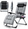 Warmiehomy Zero Gravity Chairs Folding Garden Recliner Chair with Cushion, Headrest Adjustable Sunlounger Chair with Cup Holder Wide Reclining Bedchair for Garden, Beach, Patio, Camping