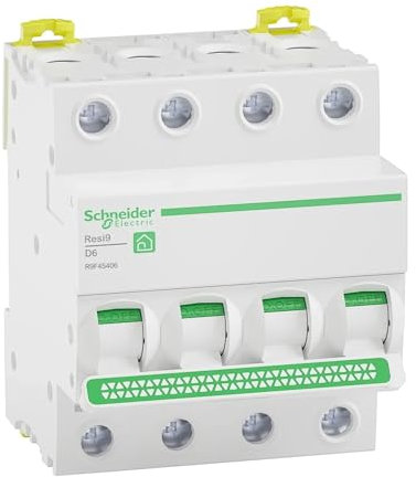 KMGUZRRWD Disjoncteur Miniature 4P série R9F, Courbe D Resi9 MCB 4P R9F45406 10 16 20 25 32 40 50 63A, 1 pièces(6A)