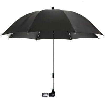 Nakazawa Convenient and Lightweight, Clip-On, Adjustable Steering, Universal, Umbrella Baby Stroller, Stroller Umbrella Attachment for Sun Protection(Black)