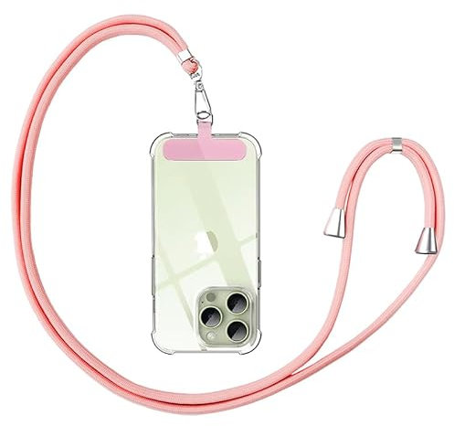 Anfire Handyband Universal für alle Smartphones, Handy Lanyard zum umhängen mit Pad,Handyband Kordel Kette für Outdoor, Reise, Unterweg Handy-Halterung,Einstellbar und Abnehmbar, Pink