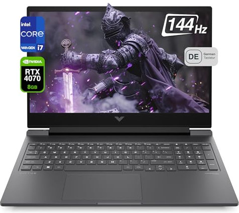 HP Victus 16 Gaming Laptop Intel Core i7-14700HX, 64GB DDR5 RAM, 1TB PCIe SSD, 16.1 FHD IPS Display 144Hz, Nvidia GeForce RTX 4070, QWERTZ RGB Keyboard, FreeDos, Negro