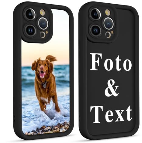 Yoedge Personalised Black Phone Case for iPhone 16 Pro Max 6.9, Image Photo Custom Aesthetic Design Flexible Soft Silicone Rubber Shockproof Bumper Camera Cover Girls Men for iPhone 16 Pro Max Cases
