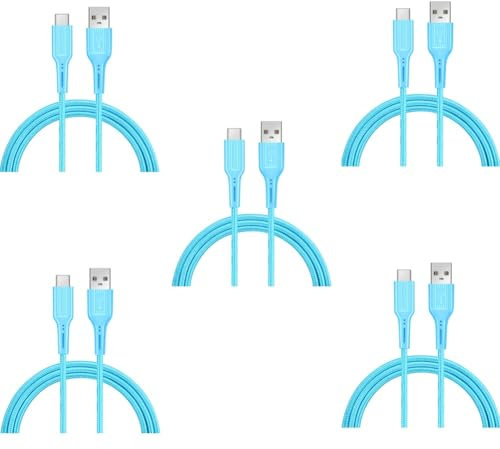 SHULIANCABLE Cavo USB C, 3A Cavo USB Type-C Ricarica Rapida in Nylon, Compatibile per S21 S20 S10 S9 S8 Note10 9 8, P10 P9 Mate20, Xiaomi, Google Pixel, LG, Sony (Blue, 1Metro/5 Pezzi)