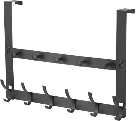 Kssvzz Appendiabiti da porta, resistente alla ruggine, senza foro, 17 ganci, salvaspazio da appendere sopra la porta, per appendere cappotti, giacche, borse, vestiti