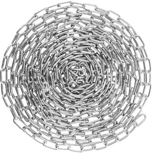 15 Meter 3mm Stahlkette Meterware, Metallkette Zum Aufhängen, Rundstahlkette, Silber Gliederkette für Lampenkette, Garten und Absperrketten