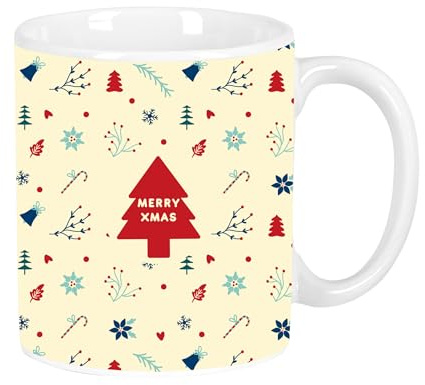 ICONOS MERRY XMAS - Large Ceramic Mug, Strong, Lightweight, Durable, 350 ml, 8 x 9.5 cm