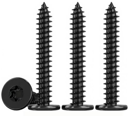 Drenky Vis Torx M5 Mince Autotaraudeuses à Tête Plate Noir 50 Pièces Vis A Bois En Inox 304, EntièRement Fileté, M5x40mm