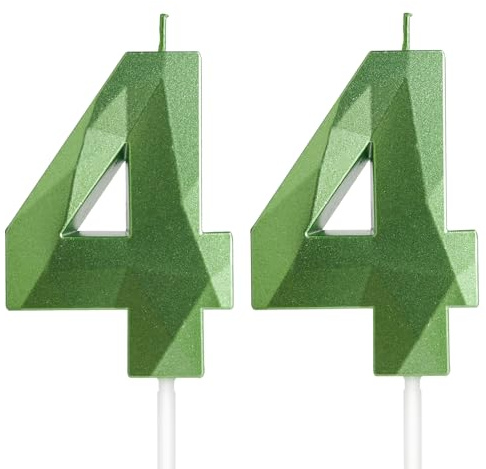Geburtstagskerzen Grün Zahlen 44-3D Grüne Kerzen für Geburtstagstorte, Geburtstagsdeko (Zahlenkerzen, Tortenkerzen) für Geburtstagsparty und Feiern, Nummer 44