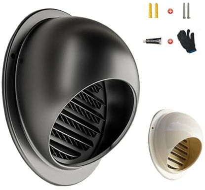 Nero Comignolo Stufa a Pellet,Griglia Aerazione Tonda,Terminale Canna Fumaria Per Scarico a Parete Esterna,Scarico Cappa,Aria Frescaventilazione E Protezione Dagli Insetti(Cream White,80mm/3.1in)