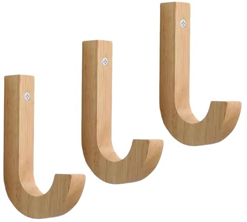 3 Stück Kleiderhaken Wand, Garderobenhaken Holz, 155mm J-Typ Design Wandhaken Holz Für Akustikpaneele, Hakenleiste Holz Für Küche, Schlafzimmer Und Eingangsbereich
