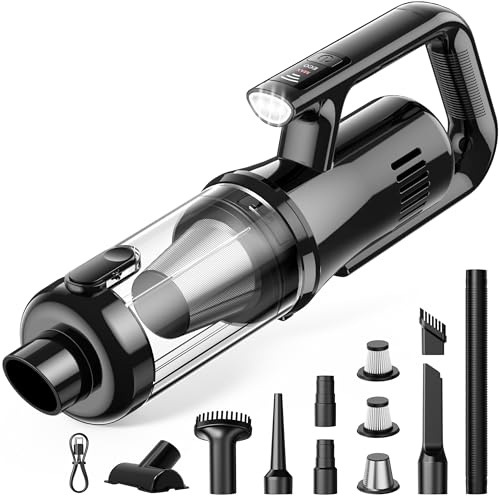 Zunth Handheld Vacuum Cleaner, Powerful Suction Car Vacuum Cleaner, Brushless Motor Car Hoover Cordless with LED Light, Type-C Charge, 2 Suction Modes, for Car, Home, Office, Pet Hair