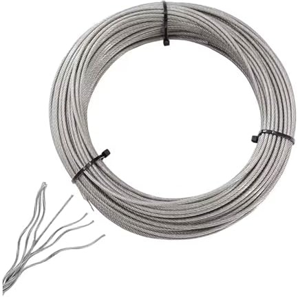Cavo Acciaio Inox 4mm Corda Metallica in Acciaio 10/20m Corda in Acciaio Inossidabile Nucleo 7x19 Cavetto Acciaio per Appendere, Lamp, Filo Stendibiancheria, Tende, Giardino, Ringhiere(Size:20M)