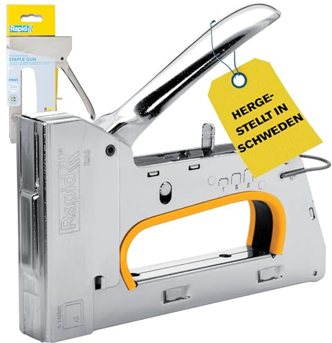 Rapid Handtacker PRO R33 für Typ 13 Feindrahtklammern 6–14 mm | Stahlkonstruktion; 3-Stufen-Schlagkraftregulierung; rückschlagfrei; ergonomischer Griff; für Holz & Stoffe; Typ 13, 6-14 mm