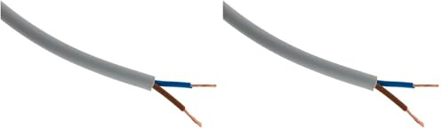 Zenitech - Cable de Alimentación Eléctrica H05VV-F 2x 1,5mm² - Estructura Plana - Uso Interior - Aislamiento PVC - Para Electrodomésticos y Conexiones Domésticas - 5m - Gris (Paquete de 2)