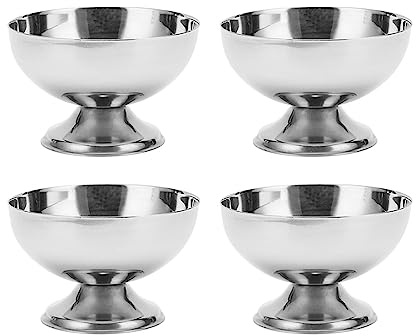 Oytrui Lot de 4 Bols à Glace en Acier Inoxydable, Bols à Dessert en Métal de qualité Alimentaire avec Fond Large et épais, pour la Maison, L'hôtel, le Restaurant et les fêtes.