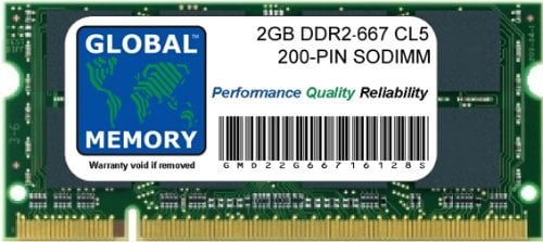 2GB DDR2 667MHz PC2-5300 200-PIN SODIMM MEMORIA RAM per computer portatili/notebook