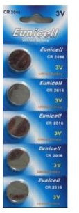 5 X Eunicell CR2016 3V Battery Button Cells AKA DL2016 5000LC CR 2016 Batteries
