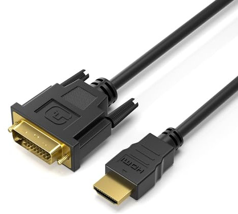 JAMEGA HDMI auf DVI Adapter Kabel 5m – Bidirektionales Kabel Mit 1080P Highspeed FullHD 3D Dual Link für Laptop