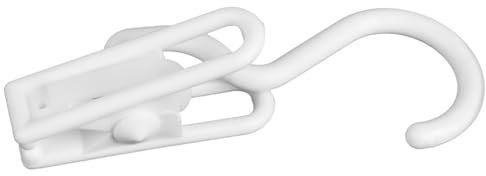 Fackelmann 61404 Lot de 5 Crochets Pinces, Pince à Linge, Pince à Rideau, Pince pour Corde à Linge, Plastique, Blanc, 12 x 4,5 cm