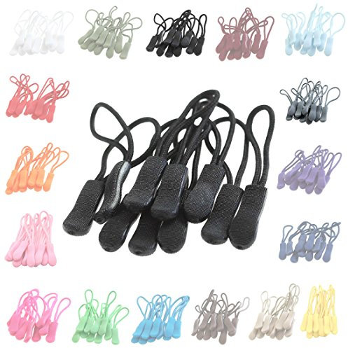 10 Zipper-Schlaufen 70 Farben Reißverschluss-Anhänger Reißverschluss-Verlängerung Pull Anhänger, Farbe:schwarz