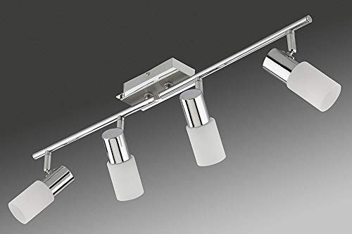 Trango 4-flammig 2007-48 LED Deckenstrahler Chrom-Optik & Alu gebürstet Serie *GRACE* inkl. 4x G9 LED Leuchtmittel 3.000K warmweiße Badleuchte, Flurleuchte, Küchenleuchte, Deckenleuchte, Deckenlampe