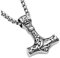 PiercingJak Herren Edelstahl Wikinger Thor Hammer Anhänger Halskette Keltischer Knoten Thors Hammer Ketten-Anhänger mit 24 Kette Motorradfahrer Biker, Silber schwarz