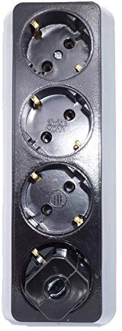 Steckdose mit Stecker Bakelit KIT 4fach