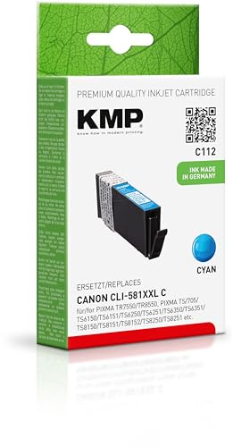 KMP Tintenpatrone passend für Canon 581CXXL Cyan (1995C001) - C112 - für Canon Pixma TR 7520, 7550, 8520, 8550, 8620, TS 6150, 6151, 6220, 624... etc.