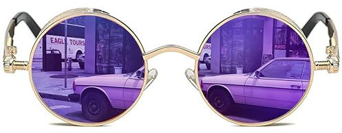 ROCKNIGHT Occhiali da sole da donna rotondi a specchio polarizzati protezione UV viola occhiali da sole vintage per donne, adulti, appassionati di outdoor