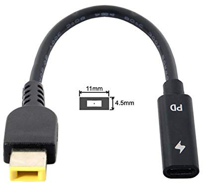 cablecc Typ C USB-C zu Rechteck 11.04.5mm Netzstecker PD Emulator Trigger Ladekabel für ThinkPad X1 Carbon
