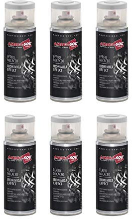 Ambro-Sol V400MIC.1 Vernice trasmettitore effetto ferro Mica, ferro antico, 400 ml, 6 pezzi