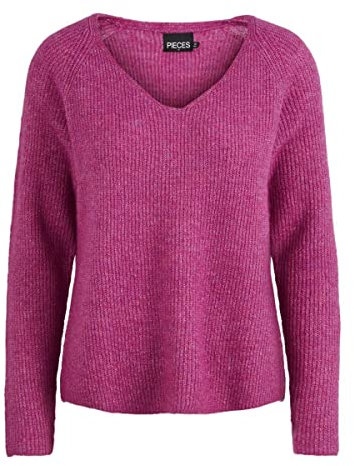 PIECES Damen Pcellen V-Hals Knit Noos Bc Pullover, Rose Violet, XS EU